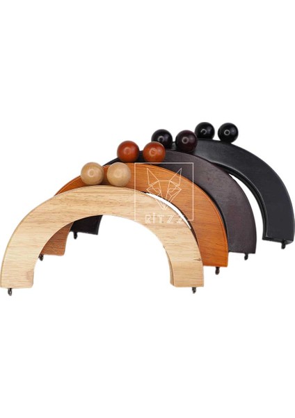 Oval Ahşap Çanta Bursu Mıknatıslı 20CM - Siyah