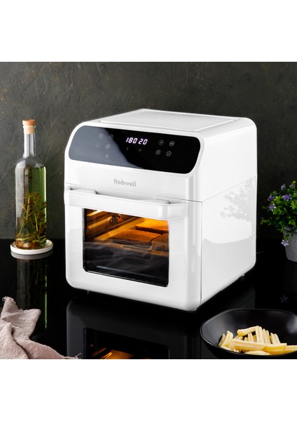 Robwell As29 12 Litre Tavuk Çevirme Şiş Kebap Dönen Patates Sepetli Airfryer