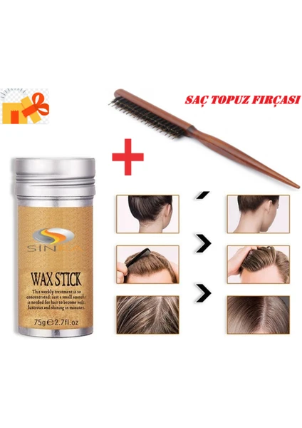 Stick Wax Saç Sabitleyici Hair 75GR Unisex Ultra Etkili + Topuz Fırça