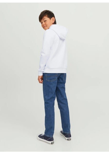 Jack & Jones Baskılı Erkek Çocuk Beyaz Sweatshirt Jjecorp Logo