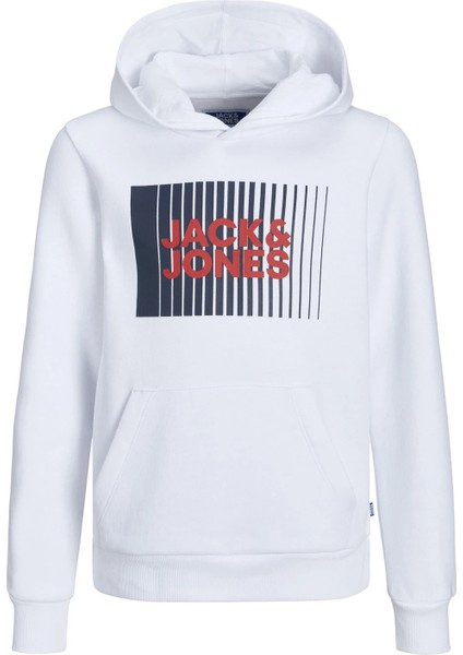 Jack & Jones Baskılı Erkek Çocuk Beyaz Sweatshirt Jjecorp Logo