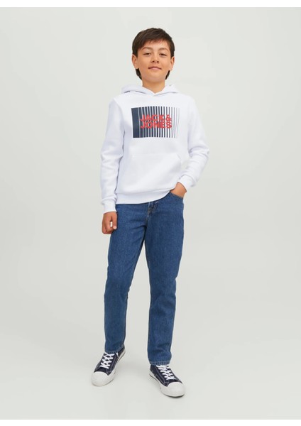 Jack & Jones Baskılı Erkek Çocuk Beyaz Sweatshirt Jjecorp Logo