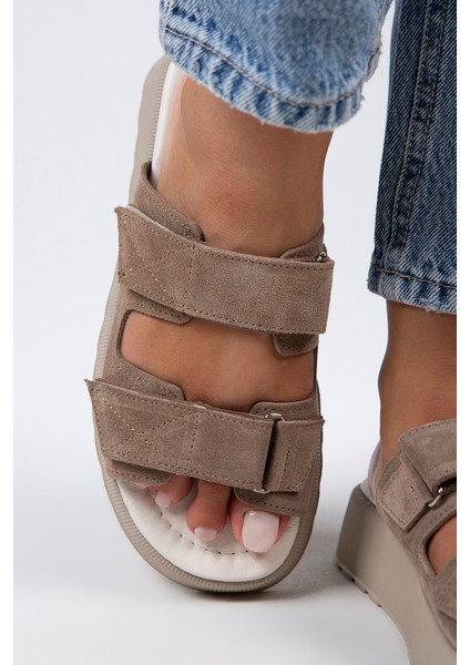 Farah Kadın Çift Cırtlı Vizon - Süet Terlik fırsatları