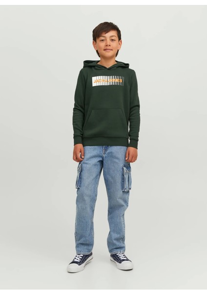 Baskılı Erkek Çocuk Koyu Yeşil Sweatshirt Jjecorp Logo fırsatları