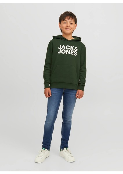 Baskılı Erkek Çocuk Koyu Yeşil Sweatshirt Jjecorp Logo fırsatları