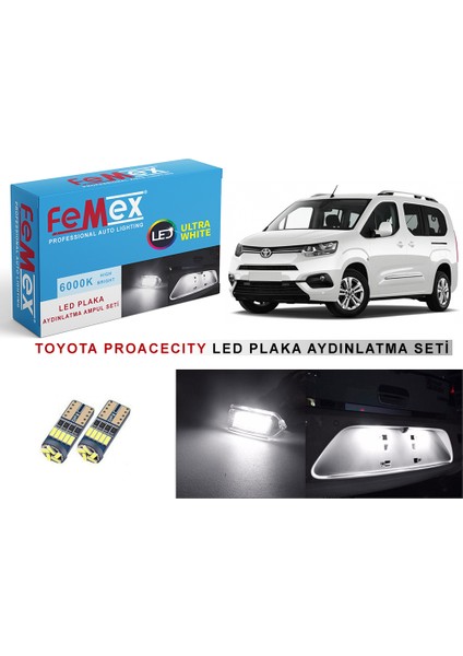 Toyota Proacecity LED Plaka Aydınlatma Ampul Seti Femex Parlak Beyaz