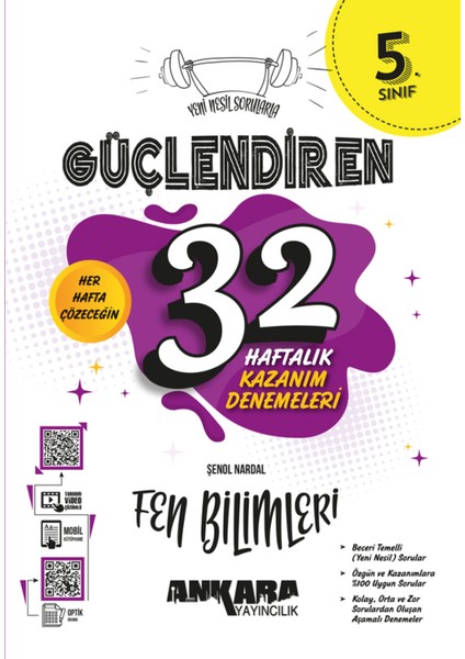 5.Sınıf Fen Bilimleri Güçlendiren Soru Bankası 32 Haftalık Güçlendiren Kazanım Denemesi modelleri
