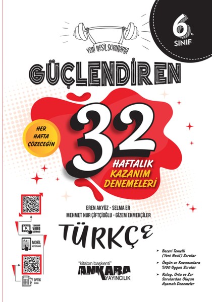 6.Sınıf Türkçe Güçlendiren Soru Bankası 32 Haftalık Güçlendiren Kazanım Denemesi modelleri