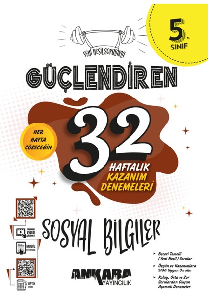 5.Sınıf Türkçe + Matematik + Fen Bilimleri + Sosyal Bilgiler 32 Haftalık Güçlendiren Kazanım Denemesi Seti