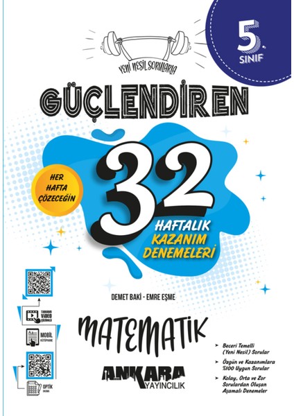 Ankara Yayıncılık 5.Sınıf  Matematik Güçlendiren Soru Bankası 32 Haftalık Güçlendiren Kazanım Denemesi