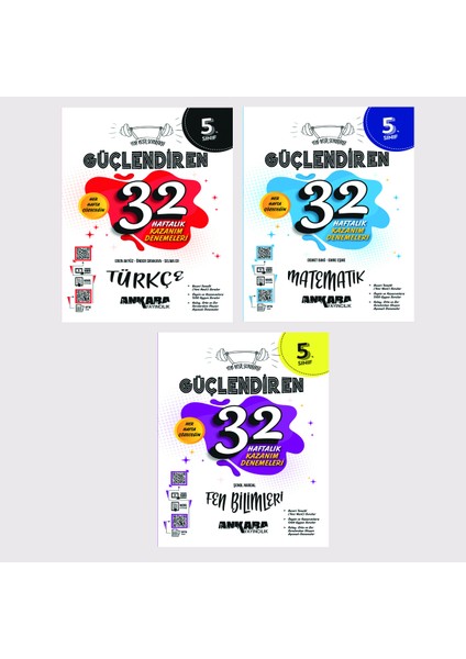 5.Sınıf Türkçe + Matematik + Fen Bilimleri 32 Haftalık Güçlendiren Kazanım Denemesi Seti