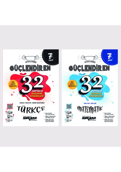 7.Sınıf Türkçe + Matematik 32 Haftalık Güçlendiren Kazanım Denemesi Seti