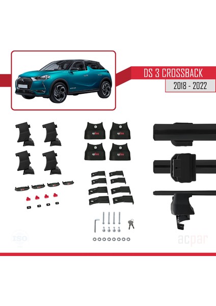 Ds 3 Crossback 2018-2022 Arası ile Uyumlu Ace-4 Ara Atkı Tavan Barı Siyah