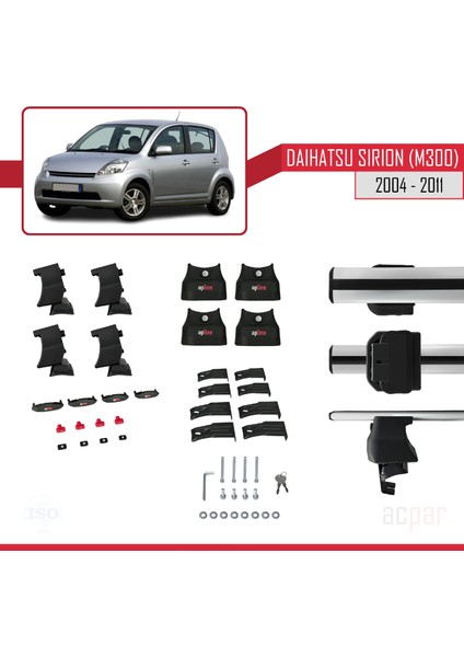 Daihatsu Sirion (M300) 2004-2011 Arası ile Uyumlu Ace-4 Ara Atkı Tavan Barı Gri indirimleri