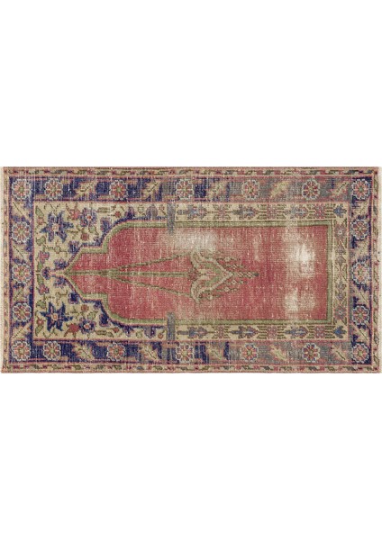 Eskitilmiş Tasarımlı Yün Dokuma Halı 68 x 122 cm 10003