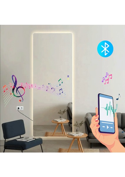 Bluetootlu Ledli Dokunmatik Tuşlu Boy Aynası 50X150(H)CM