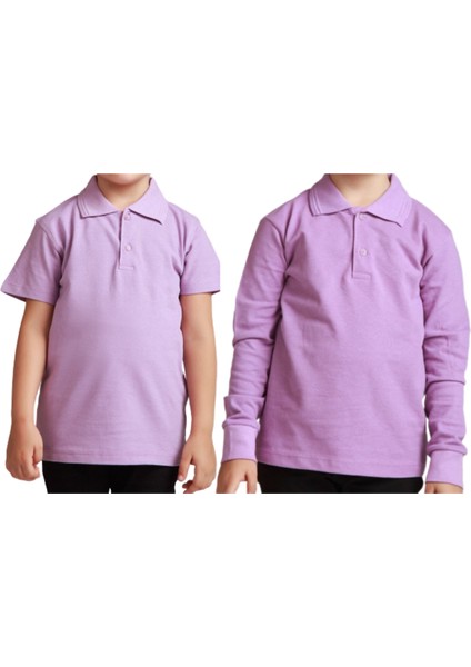 Unisex Polo Yaka 2' Li T-Shirt Uzun Kol + Kısa Kol