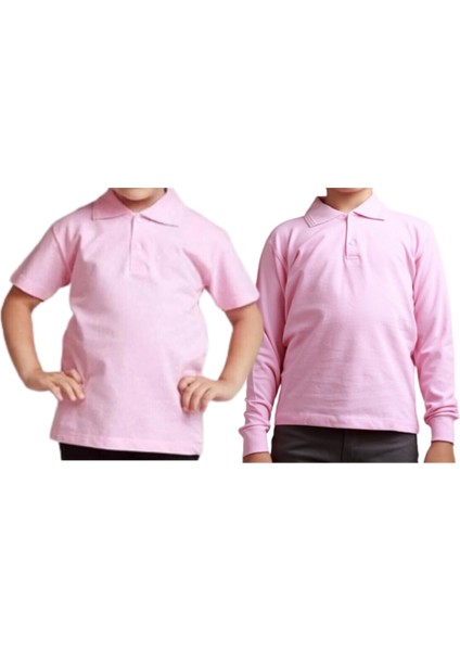 Unisex Polo Yaka 2' Li T-Shirt Uzun Kol + Kısa Kol