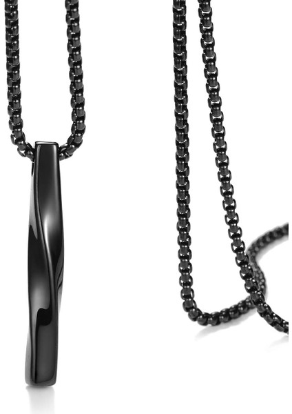 Erkekler ve Kadınlar Için Paslanmaz Çelik Link Zincirli Unisex Twisted Cube Bar Kolye (Yurt Dışından)