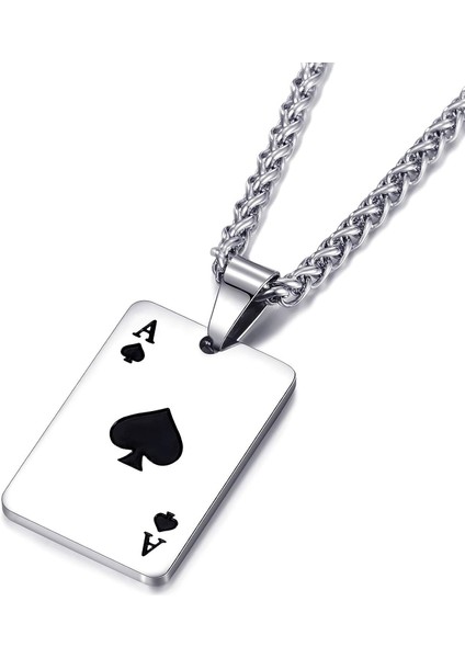 Paslanmaz Çelik Maça Ası Erkekler ve Kadınlar Için Küçük Poker Kartı 24 Inç Link Zinciri ile Kolye (Yurt Dışından) modelleri