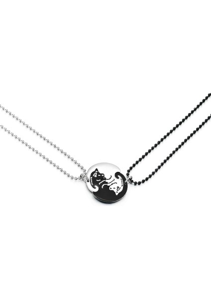 Çift Çelik Eşleşen Kitty Kedi Dostluk Aşıklar Çiftler Arkadaşlar Kolye (Yurt Dışından)