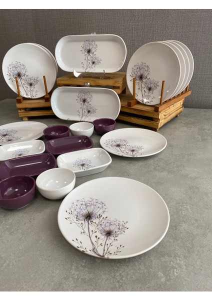 Takım Kahvaltı Mor Hindiba 24 Parça 12 Kişilik modelleri