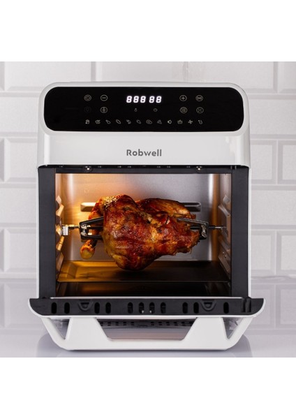 Robwell As29 12 Litre Tavuk Çevirme Şiş Kebap Dönen Patates Sepetli Airfryer