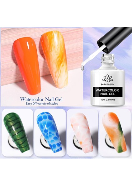 10 Ml Şeffaf Renk Watercolor (Suluboya) Efekt Tırnak Jeli (56002) fiyatları