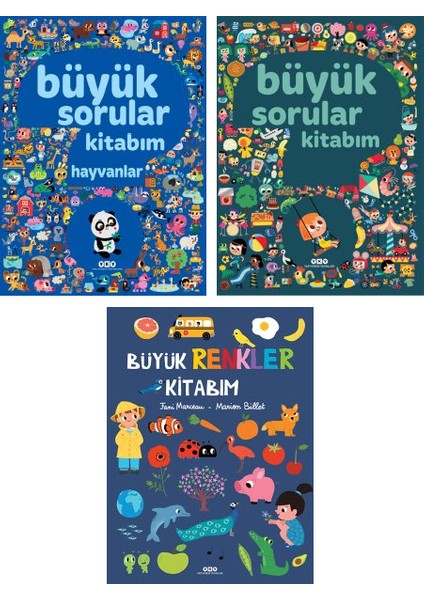 Büyük Sorular Kitabım + Büyük Sorular Kitabım Hayvanlar + Büyük Renkler Kitabım 3'lü Set -