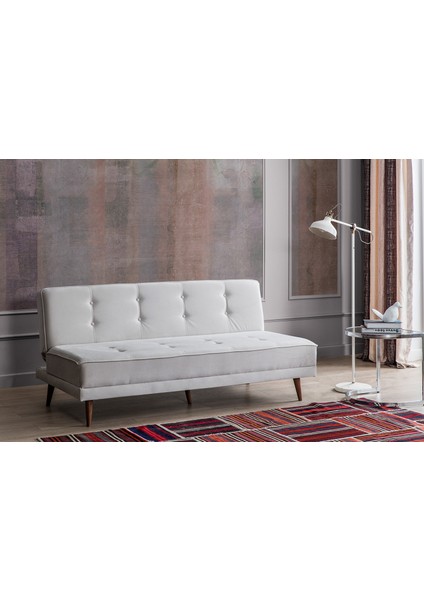 Perla Sofa Retro Yataklı Kolsuz Kanepe Krem