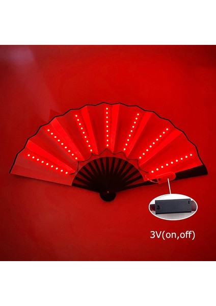 3 V 13 Inç Glow Katlanır El Fan LED Dekoratif Fan LED Fan Fotoğraf Sahne Rave Aydınlık Fanlar Doğum Günü Hediyesi Glow Parti Malzemeleri Kırmızı