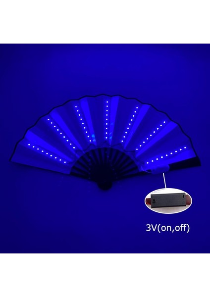 3 V 13 Inç Glow Katlanır El Fan LED Dekoratif Fan LED Fan Fotoğraf Sahne Rave Aydınlık Fanlar Doğum Günü Hediyesi Glow Parti Malzemeleri Blue