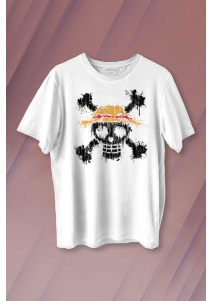 Şapkalı One Piece Anime Baskılı Tişört Unisex T-Shirt