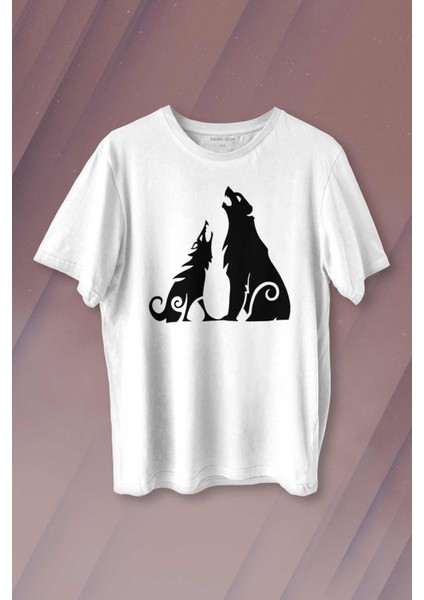 Bear And Wolf God Of War Ragnarök Kısa Kollu Baskılı Erkek T-Shirt Unisex Tişört