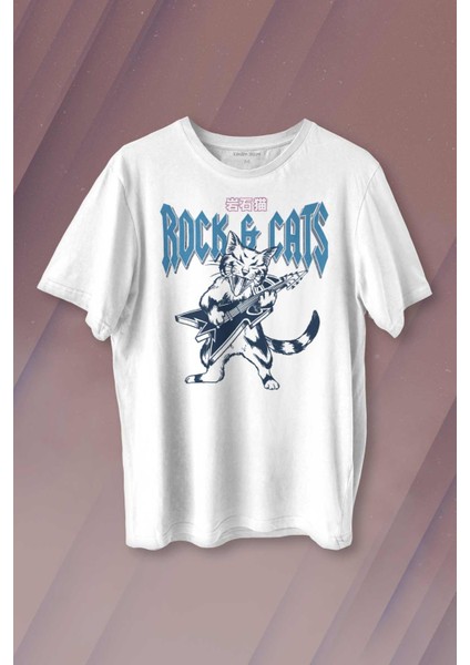 Meowtallica Rock Cat Metallica Gitar Kedi Kısa Kollu Baskılı T-Shirt Unisex Tişört