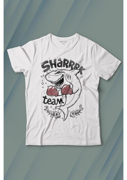 Shark Team Köpek Balığı Boks Fight Dövüşü Baskılı Tişört Çocuk T-Shirt