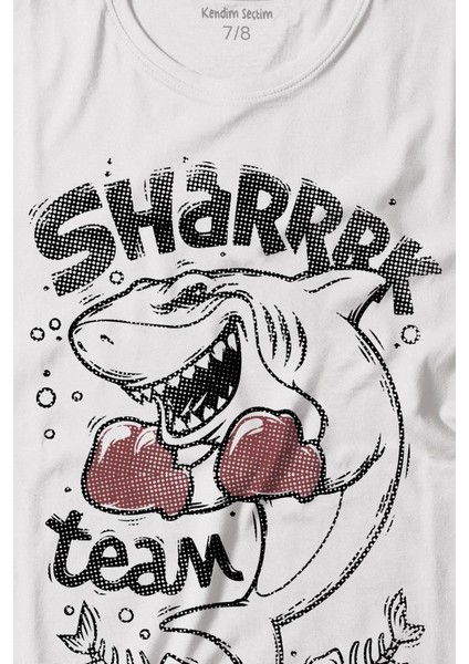 Shark Team Köpek Balığı Boks Fight Dövüşü Baskılı Tişört Çocuk T-Shirt