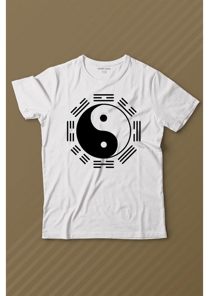Siyah ve Beyaz Ying Yang Pokemon Minimal Baskılı Tişört Çocuk T-Shirt
