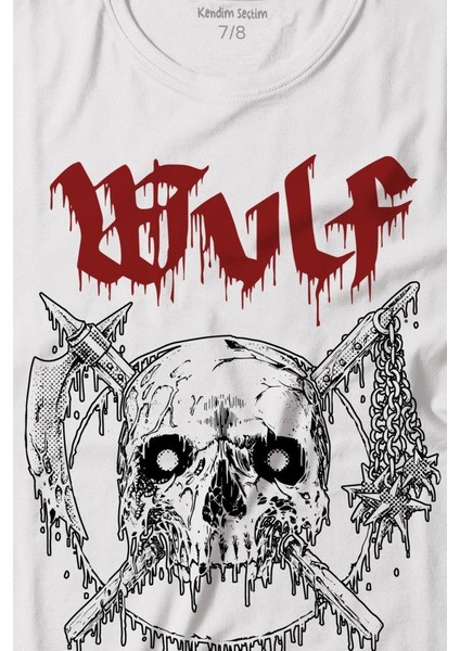 Wulf Metal Rock Band Skull Kuru Kafa Urban Gothic Baskılı Tişört Çocuk T-Shirt fiyatları