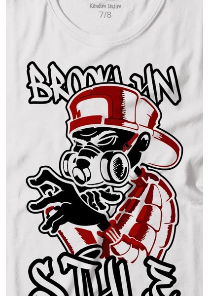 Brooklyn Hip Hop Rap Music Grafitti Baskılı Tişört Çocuk T-Shirt