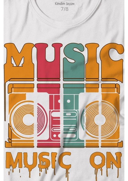 Müzik Music On Kaset Teyp Baskılı Tişört Çocuk T-Shirt fiyatları