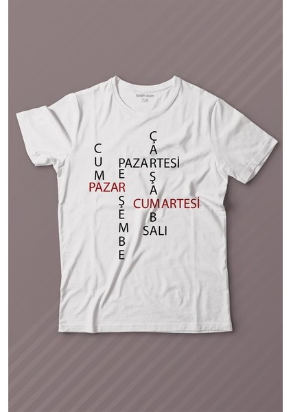 Günler Minimal Yazılı Baskılı Tişört Çocuk T-Shirt