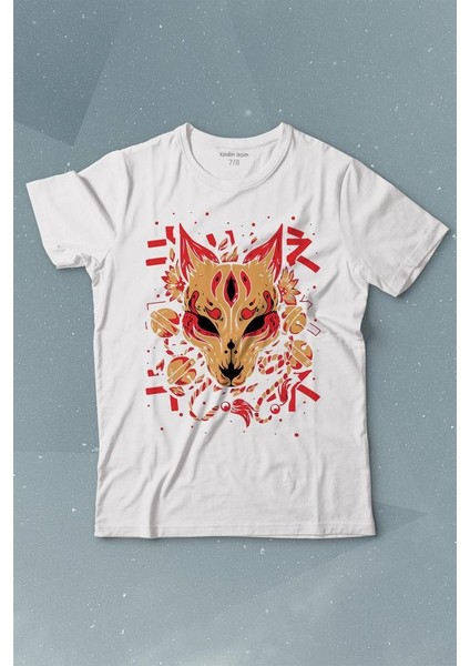 Kitsune Mask Japanese Japon Kültür Baskılı Tişört Çocuk T-Shirt