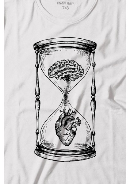 Kum Saati Kalp Beyin Aşk Mantık Baskılı Tişört Çocuk T-Shirt fiyatları