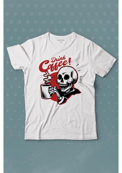 Drink Coffee Skull Kahve Funny Eğlence Baskılı Tişört Çocuk T-Shirt