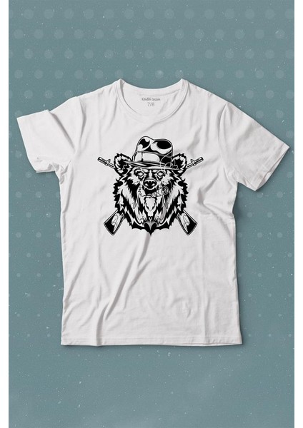 Gangster Style Bear Smoke Gung Tüfekli Ayı Baskılı Tişört Çocuk T-Shirt