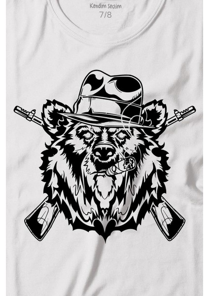 Gangster Style Bear Smoke Gung Tüfekli Ayı Baskılı Tişört Çocuk T-Shirt fiyatları