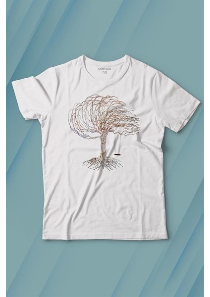 Hayat Ağacındaki Kırmızı Salıncak Kuru Ağaç Baskılı Tişört Çocuk T-Shirt