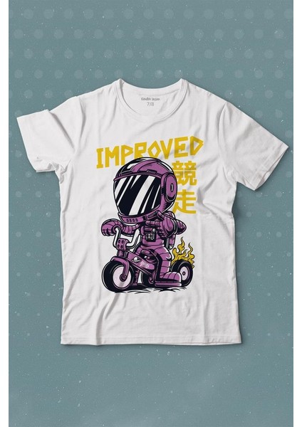 Motor Bike Kide Motocross Improved Japanese Japonca Baskılı Tişört Çocuk T-Shirt