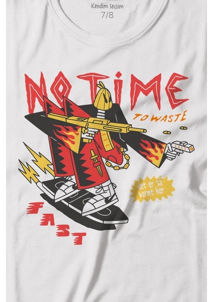 No Time To Waste Skate Kaykay Urban Streetwear Baskılı Tişört Çocuk T-Shirt fiyatları